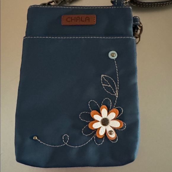 Chala Blue Crossbody Bag with Floral Design - Picture 7 of 8